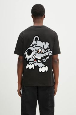 Bavlnené tričko Kenzo x Verdy pánske, čierna farba, s potlačou, FF55TS4994SG.99J