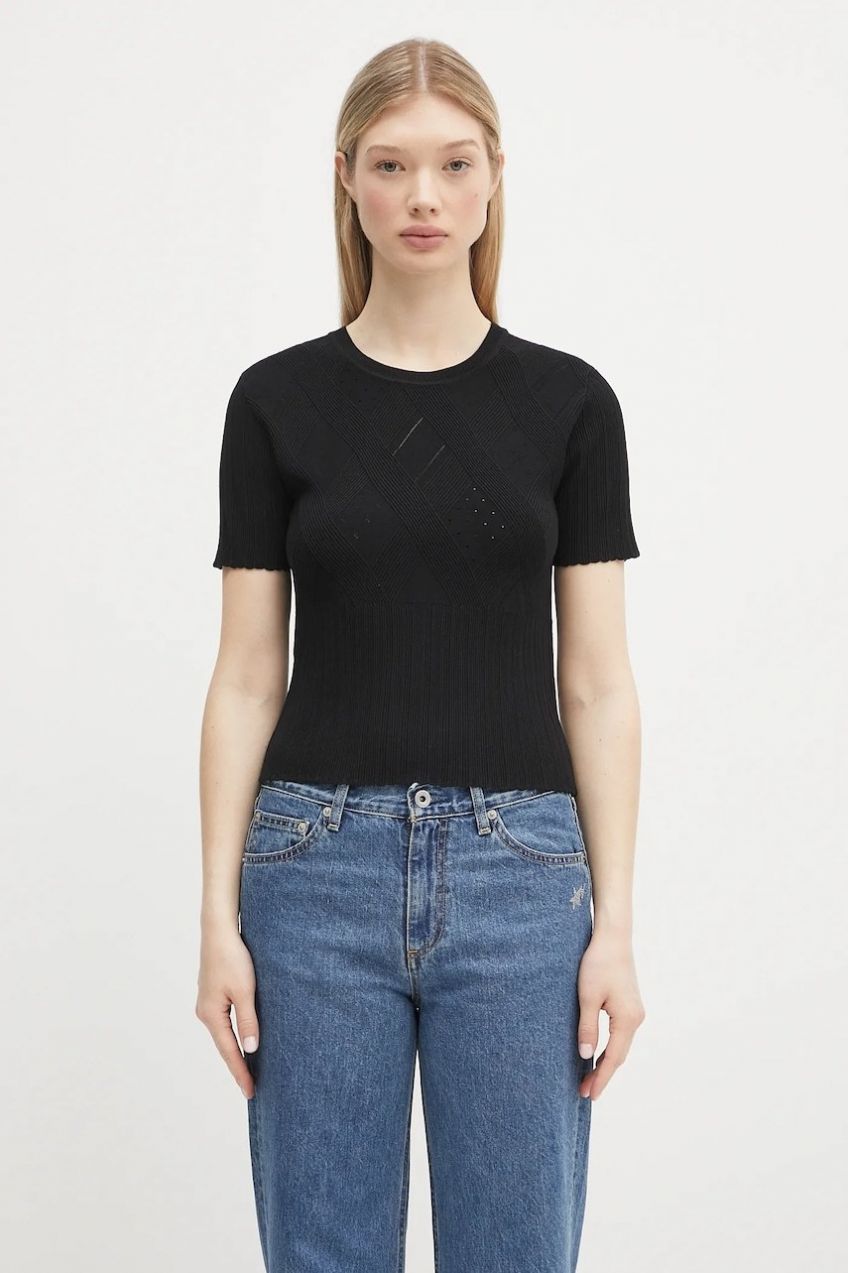 Sveter Kenzo čierna farba, ľahké, FF52PU4983CW.99J