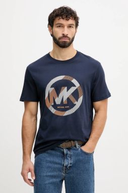 Bavlnené tričko Michael Kors pánske, tmavomodrá farba, s potlačou, CF552TWFV4