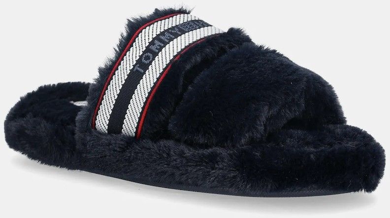 Papuče Tommy Hilfiger HILFIGER FUR SLIPPER tmavomodrá farba, FW0FW08854