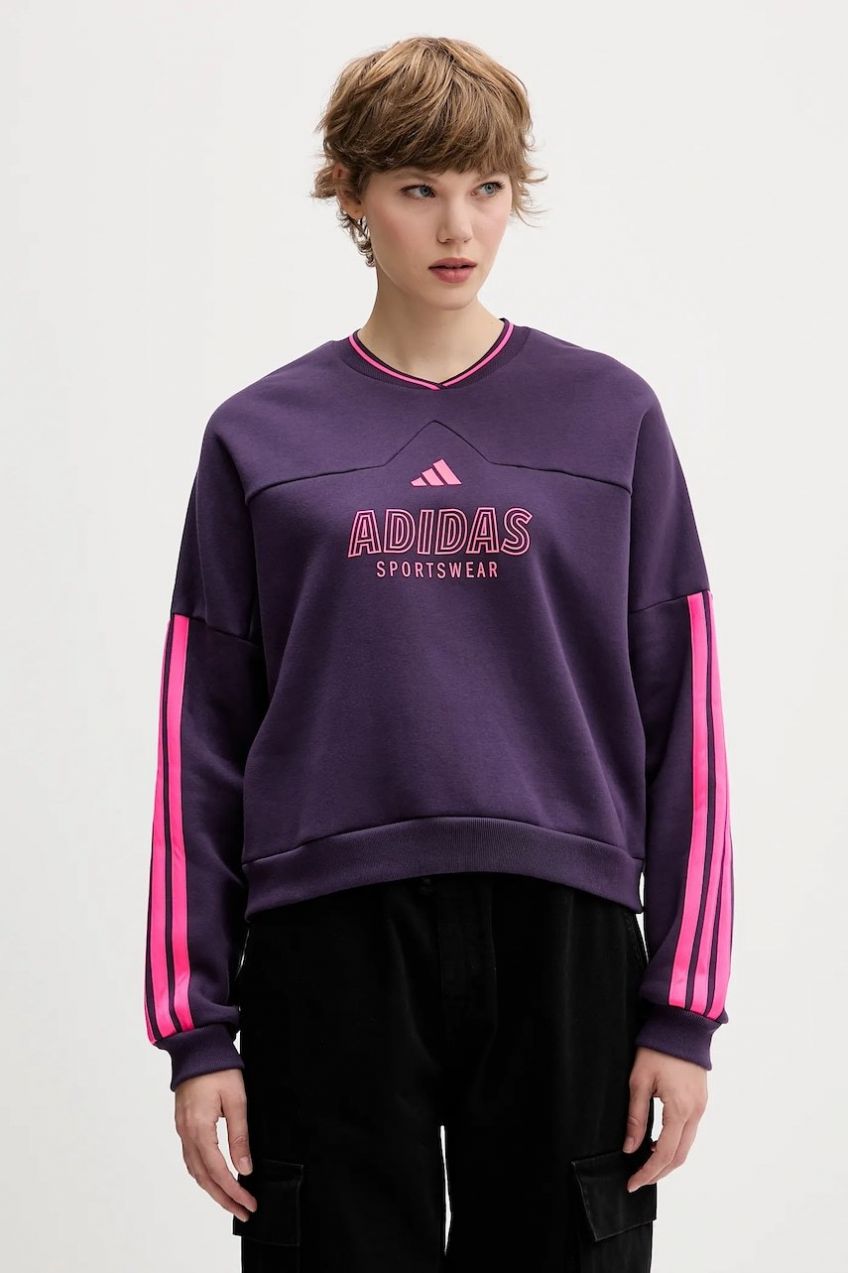 Mikina adidas Tiro fialová farba, s potlačou, JX5119