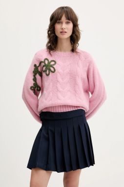 Sveter s prímesou vlny Stine Goya 0 ružová farba, teplý, SG-AW25-K050-2418