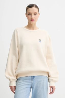 Mikina American Vintage béžová farba, s nášivkou, FIK03A