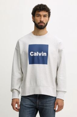 Mikina Calvin Klein Jeans šedá farba, s potlačou, LV04RD216G
