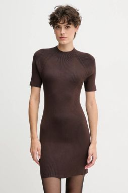 Šaty Calvin Klein Jeans hnedá farba, mini, priliehavé, LV047D318G