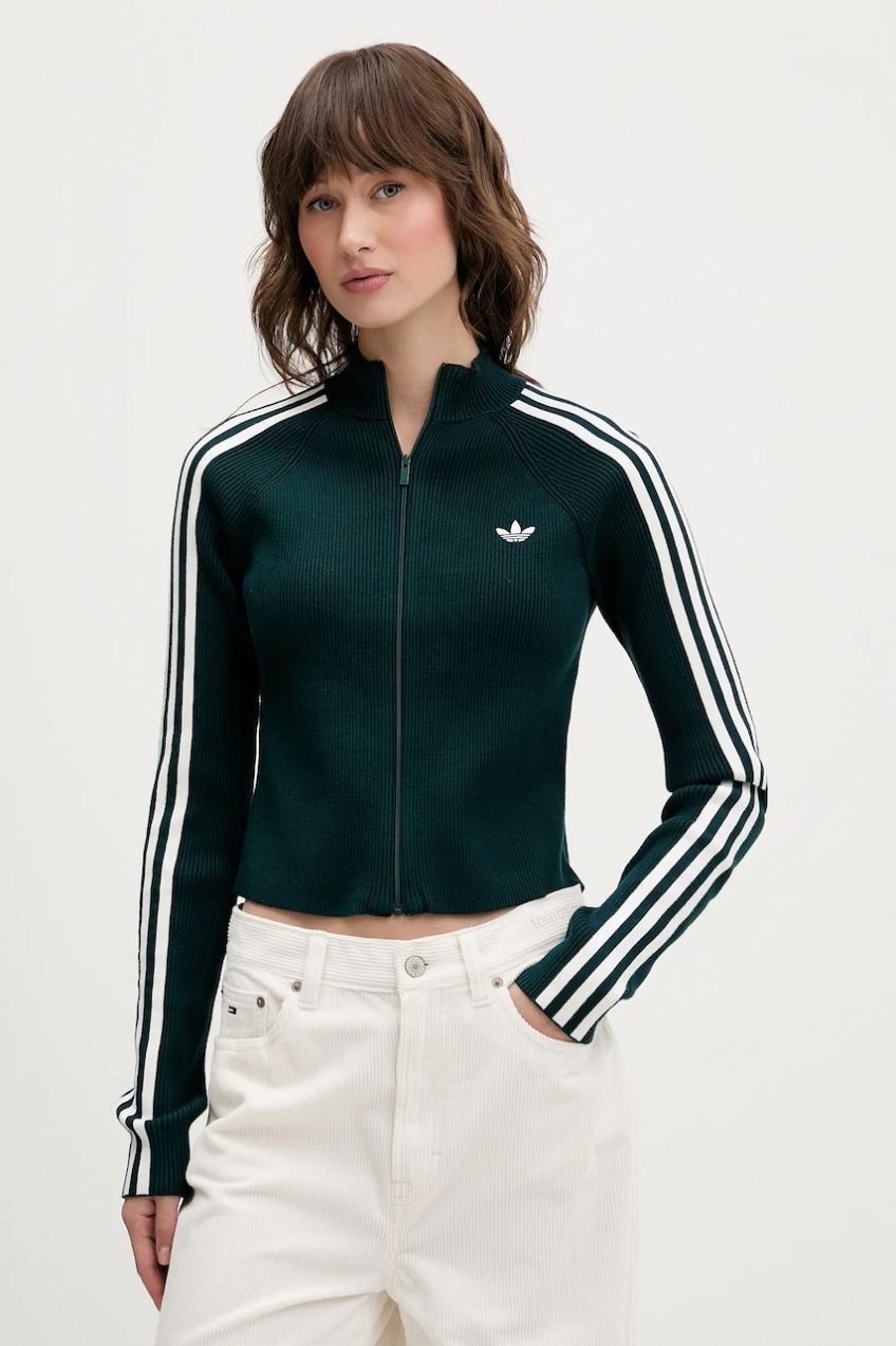 Kardigán adidas Originals Slim Knit Tt zelená farba, JY2599