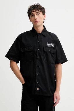 Košeľa Dickies čierna farba, voľný strih, s klasickým golierom, DK0A88HT