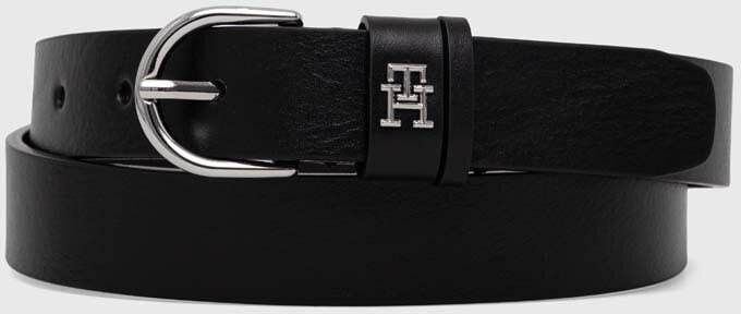 Kožený opasok Tommy Hilfiger dámsky, čierna farba, AW0AW15766