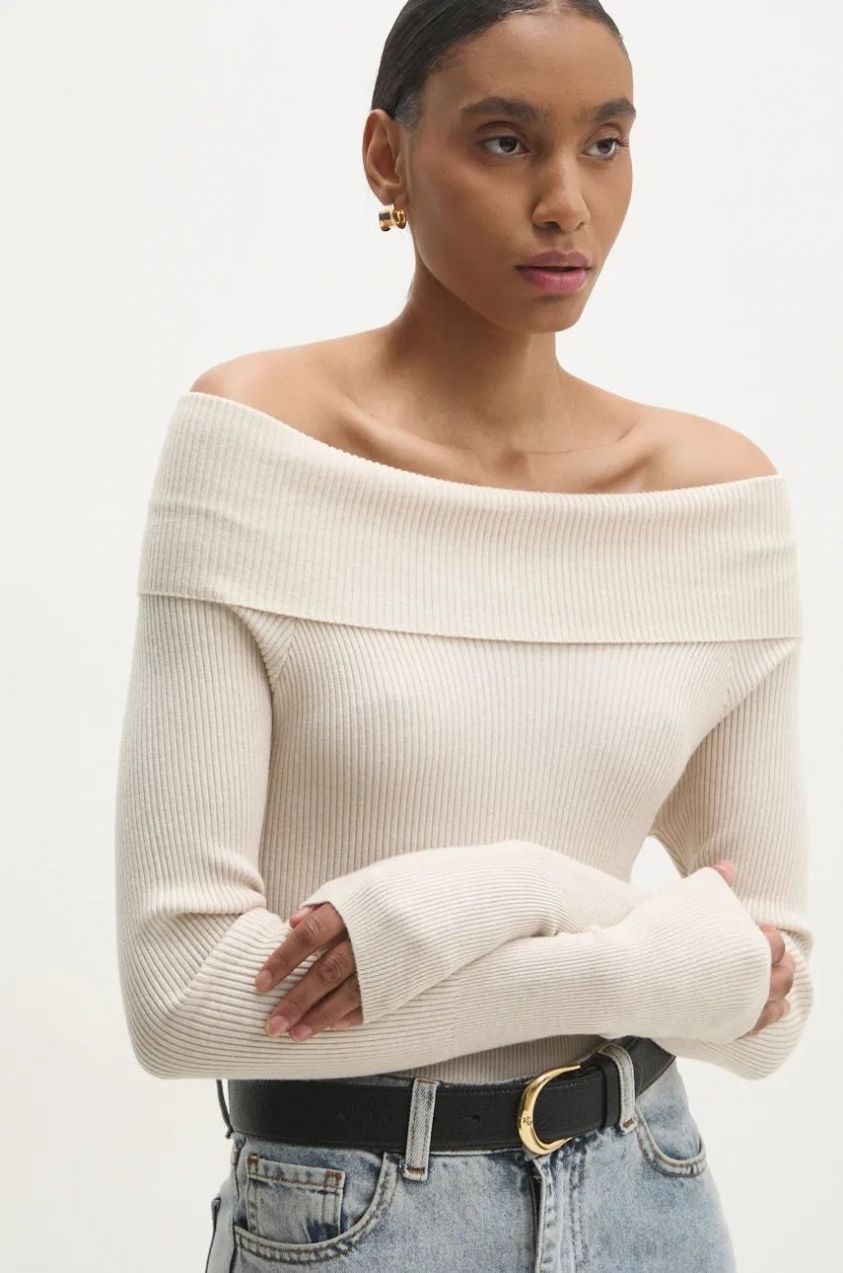 Sveter Answear.LAB dámsky, béžová farba, tenký