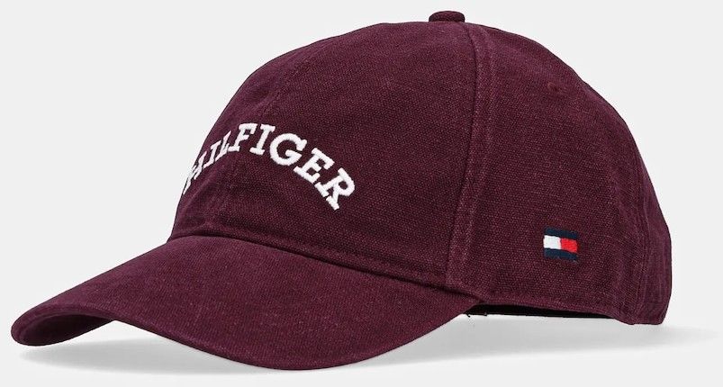 Bavlnená šiltovka Tommy Hilfiger bordová farba, s nášivkou, AM0AM13003