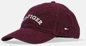 Bavlnená šiltovka Tommy Hilfiger bordová farba, s nášivkou, AM0AM13003