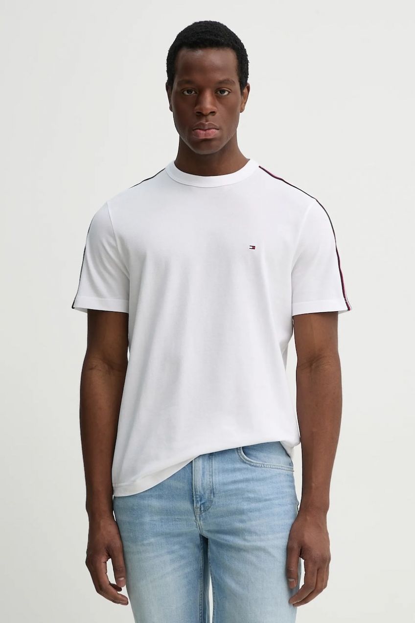 Bavlnené tričko Tommy Hilfiger pánske, biela farba, jednofarebné, MW0MW38632