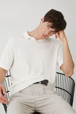 Polo tričko Medicine pánske, béžová farba, jednofarebná