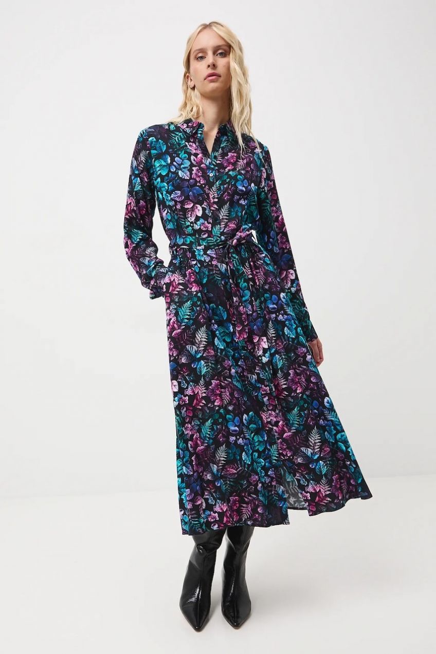 Šaty Medicine čierna farba, midi, áčkový strih