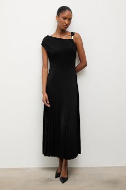 Šaty Answear.LAB čierna farba, midi, áčkový strih