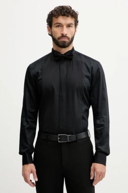 Bavlnená košeľa BOSS čierna farba, slim, 50550662