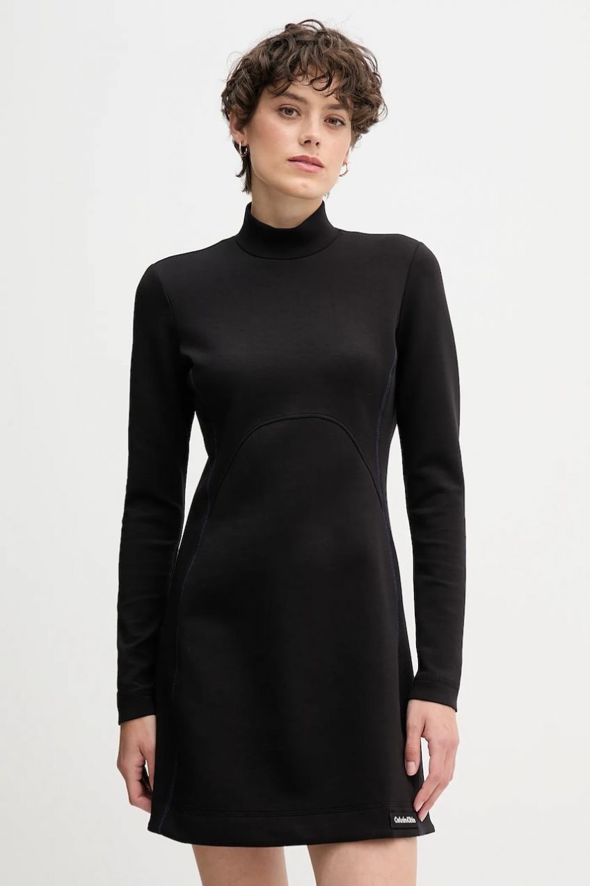 Šaty Calvin Klein Jeans čierna farba, mini, áčkový strih, LV044D222G