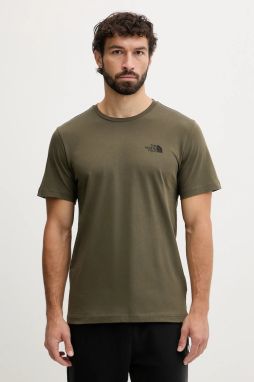 Bavlnené tričko The North Face pánske, zelená farba, s potlačou, NF0A8E3HFA41