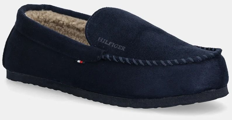 Papuče Tommy Hilfiger HILFIGER M SDE DRIVER HOUSE SHOE tmavomodrá farba, FM0FM05617