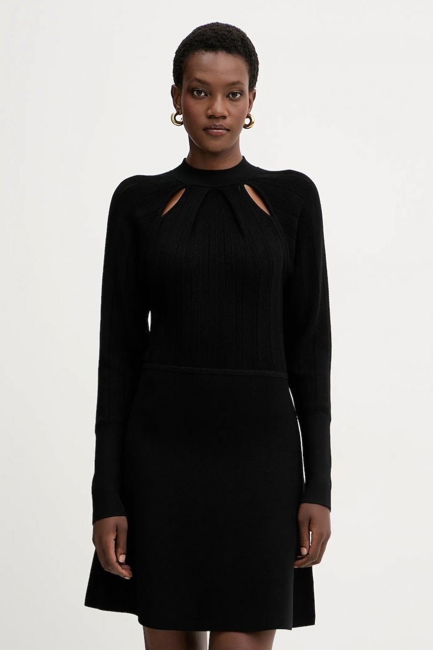 Šaty BOSS čierna farba, mini, áčkový strih, 50547906