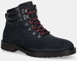 Nubukové topánky Tommy Hilfiger CLEATED HILFIGER WRM HOOK BOOT tmavomodrá farba, FM0FM05699