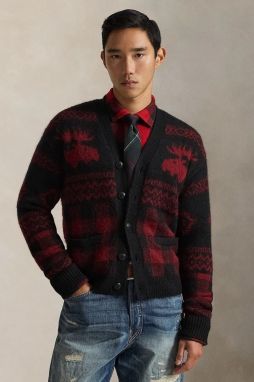 Kardigan s prímesou vlny Polo Ralph Lauren bordová farba, 710982260