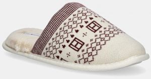 Papuče Tommy Hilfiger TH GRAPHIC HOUSE SHOE TRIAL béžová farba, FW0FW09062
