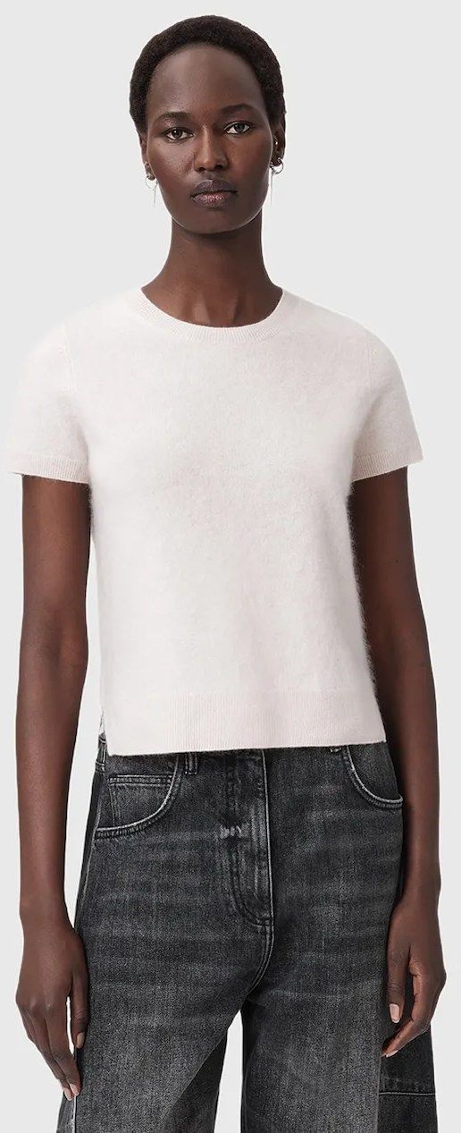 Kašmírové tričko AllSaints REBEL TEE ružová farba, W118KB