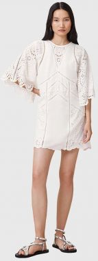 Bavlnené šaty AllSaints LUCI biela farba, mini, rovný strih, W138DC