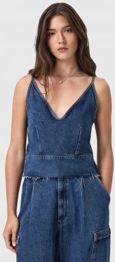 Riflová blúzka AllSaints LILAH modrá farba, jednofarebná, W006PD