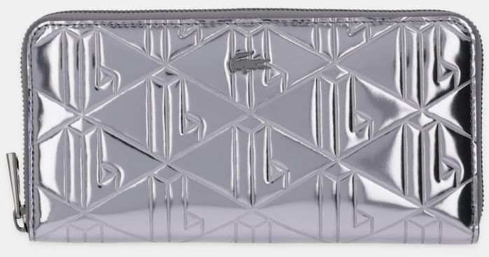 Kožená peňaženka Lacoste strieborná farba, NF5138HN
