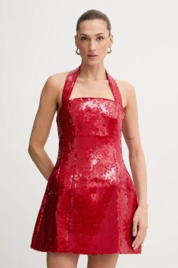 Šaty Bardot červená farba, mini, áčkový strih, 59857DB2