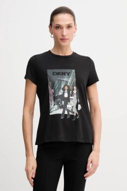 Tričko Dkny KNIT TOPS dámske, čierna farba, P5MOHWNA