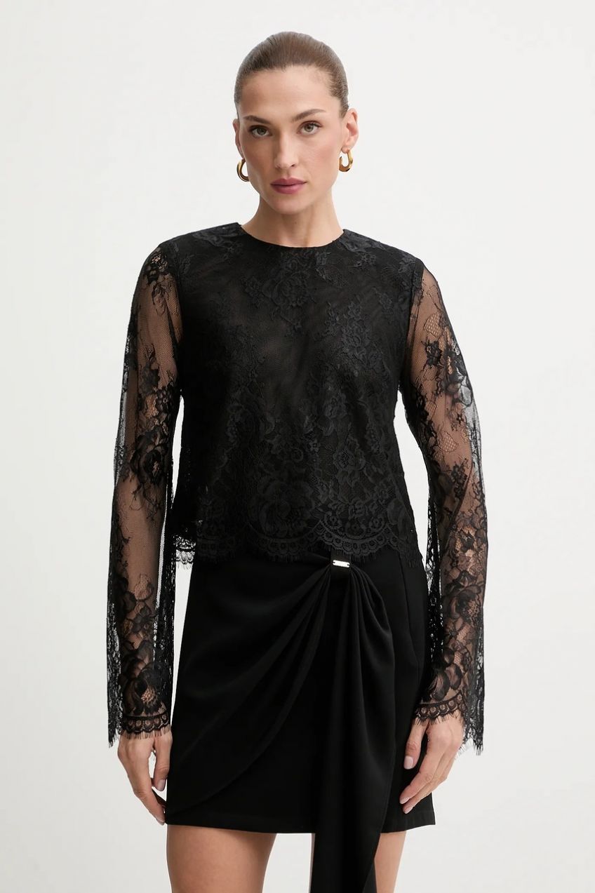 Blúzka Bardot čierna farba, jednofarebná, 60127TB