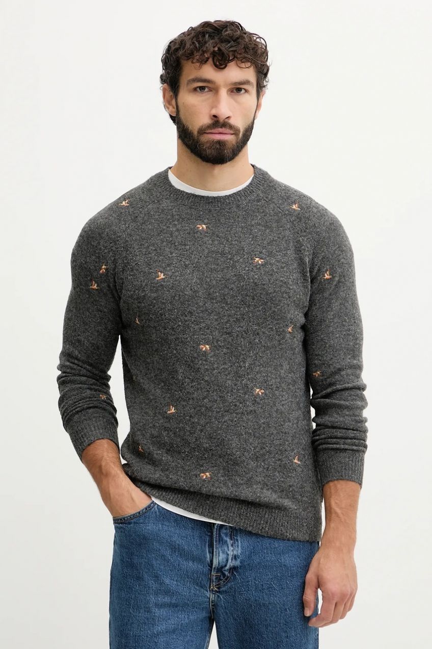 Sveter s prímesou vlny Pepe Jeans šedá farba, PM7000026