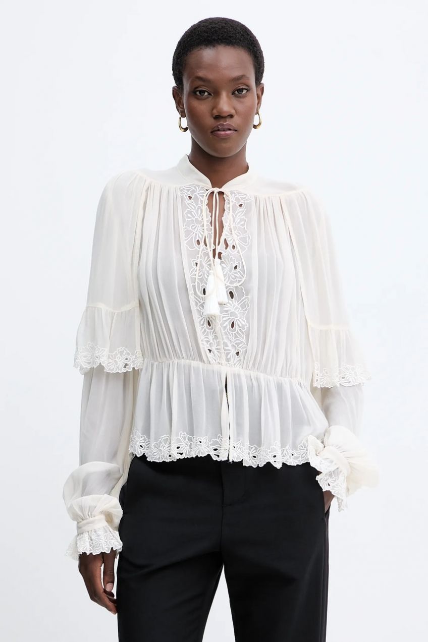 Blúzka Twinset béžová farba, kvetované, 252TS2291