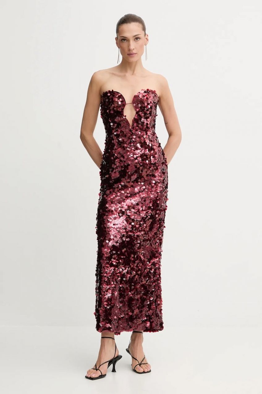 Šaty Bardot červená farba, mini, áčkový strih, 59946DB1