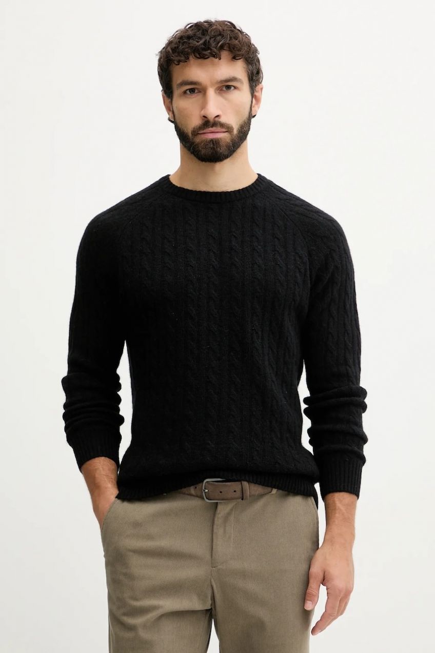Sveter s prímesou vlny Lindbergh čierna farba, 30.800227