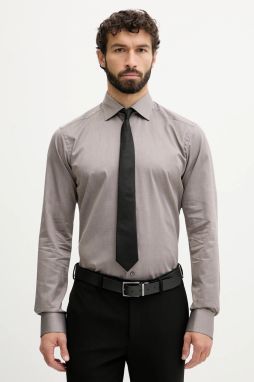 Bavlnená košeľa Eton béžová farba, slim, s talianskym golierom, 100014608