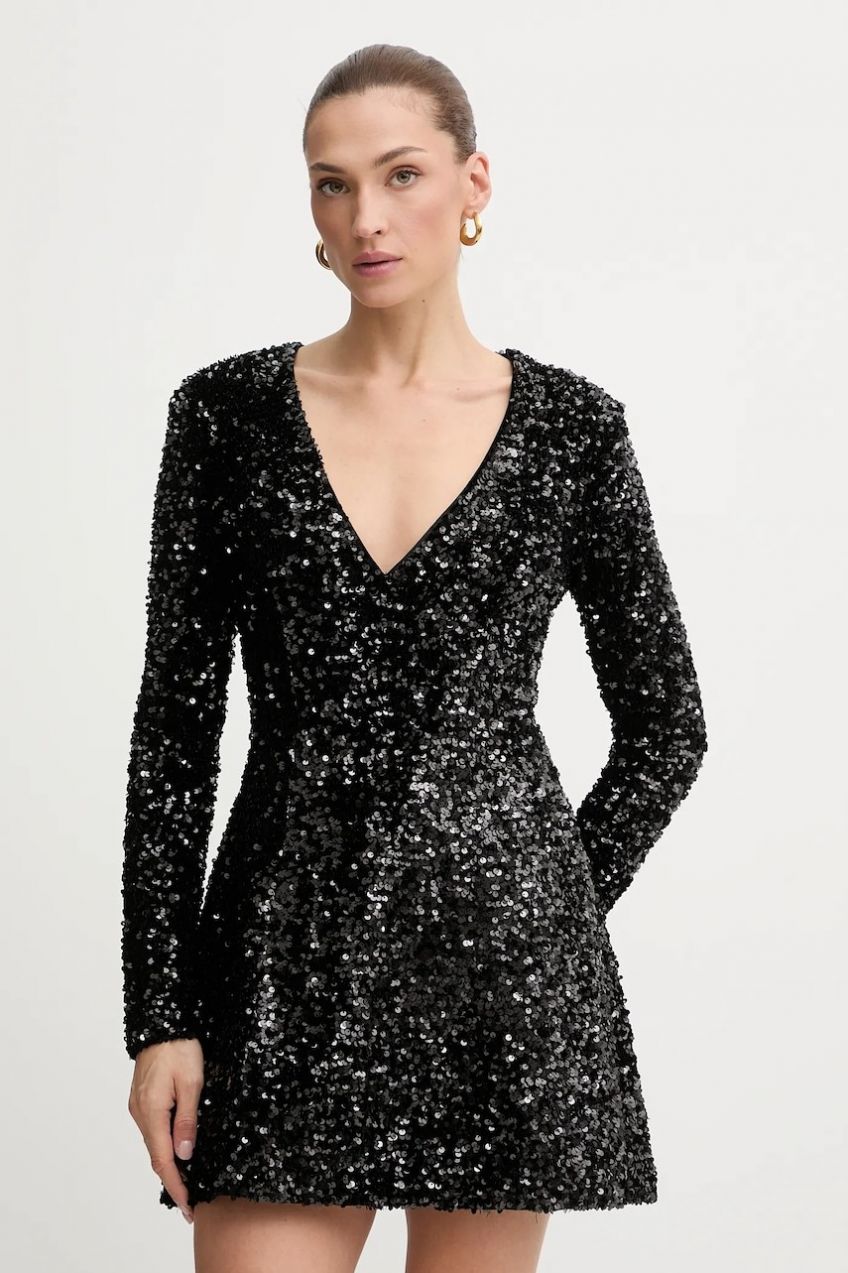 Šaty Bardot čierna farba, mini, áčkový strih, 60054DB