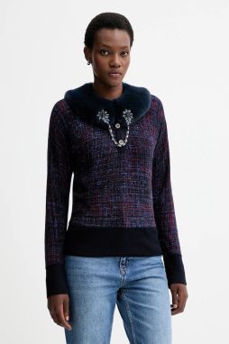 Obojstranný sveter Blugirl Blumarine tmavomodrá farba, RF5191.MA98O