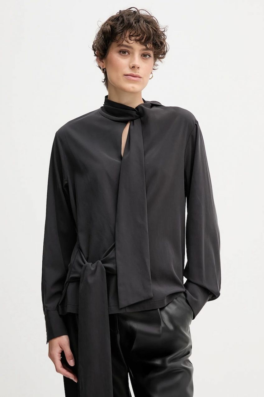 Blúzka Sandro Ferrone čierna farba, jednofarebná, S165YBFCRUSCA