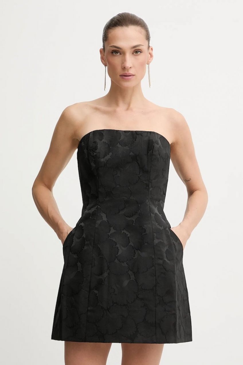 Šaty Bardot čierna farba, mini, áčkový strih, 60099DB