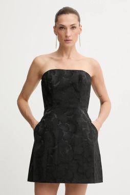 Šaty Bardot čierna farba, mini, áčkový strih, 60099DB