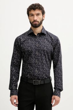 Bavlnená košeľa Eton tmavomodrá farba, slim, s talianskym golierom, 100014420