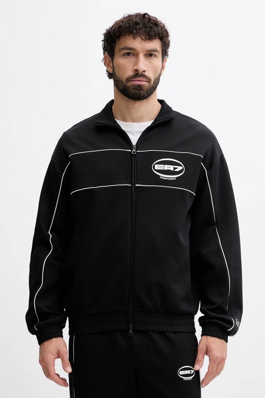 Mikina EA7 Emporio Armani čierna farba, s potlačou, AF12660.7M000985