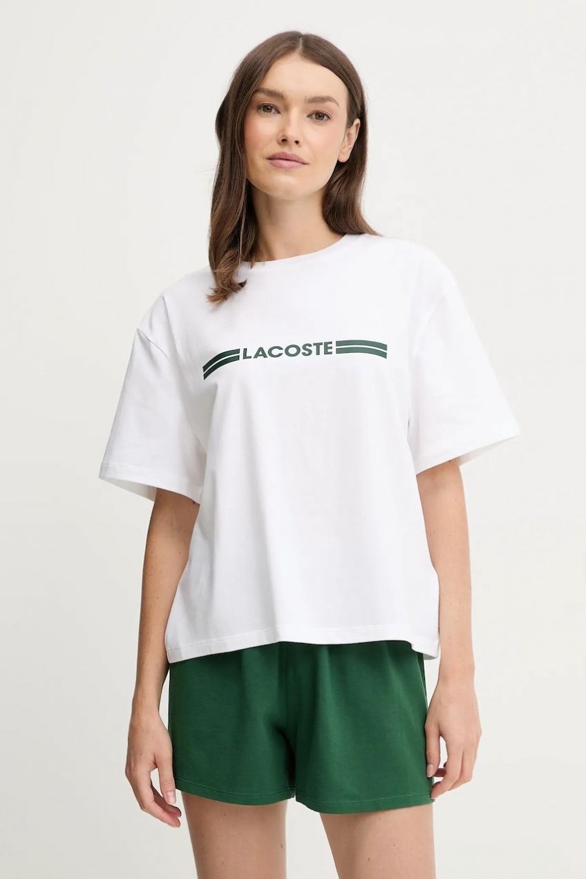Pyžamo Lacoste dámske, biela farba, 4F5883