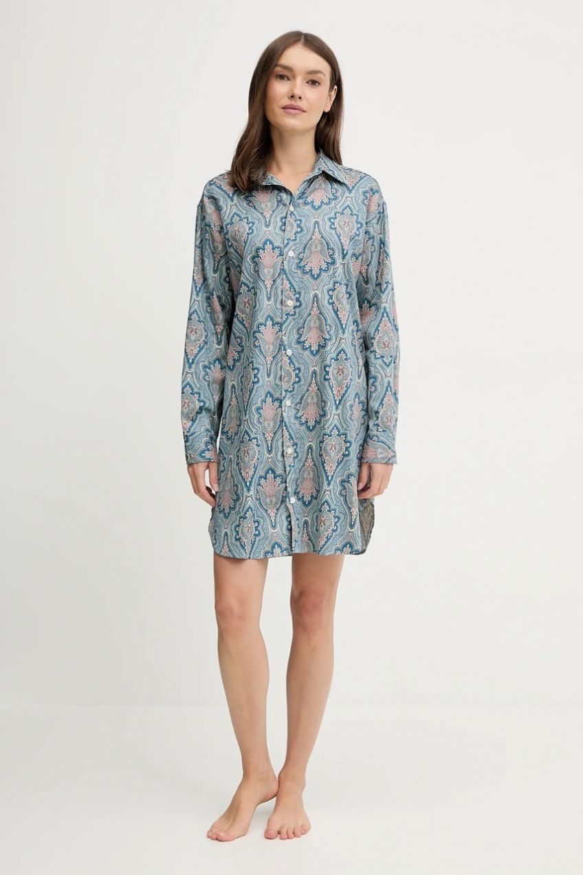 Nočná košeľa Lauren Ralph Lauren modrá farba, ILN32476
