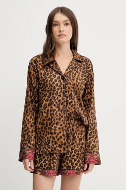 Pyžamo Lauren Ralph Lauren dámske, hnedá farba, ILN12460