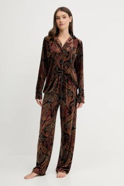 Pyžamo Lauren Ralph Lauren dámske, čierna farba, ILN72463